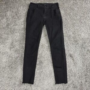 True Religion Black Jennie Skinny Jeans Womens 28 Curvy Frayed Hem Y2K Grunge